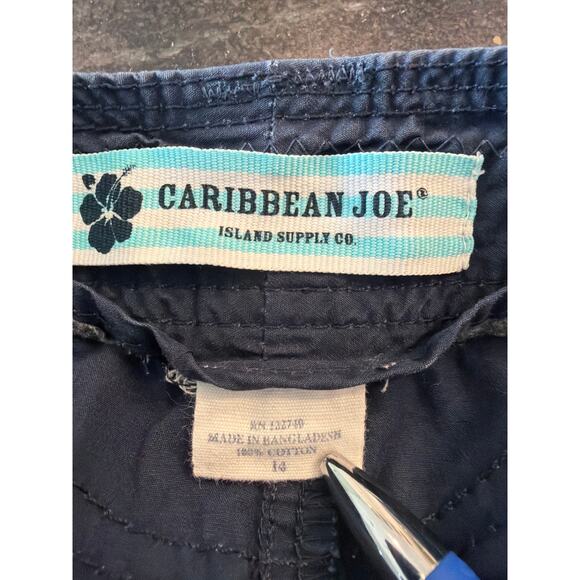 Caribbean Joe 100% Cotton navy twill capri pants 14 - Picture 3 of 8